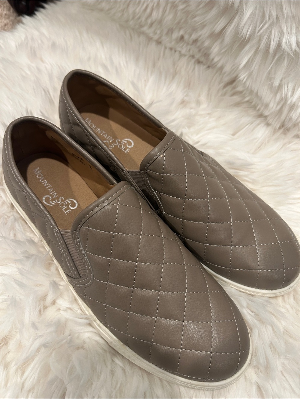 Women’s Quilted Taupe Slip-On Loafers